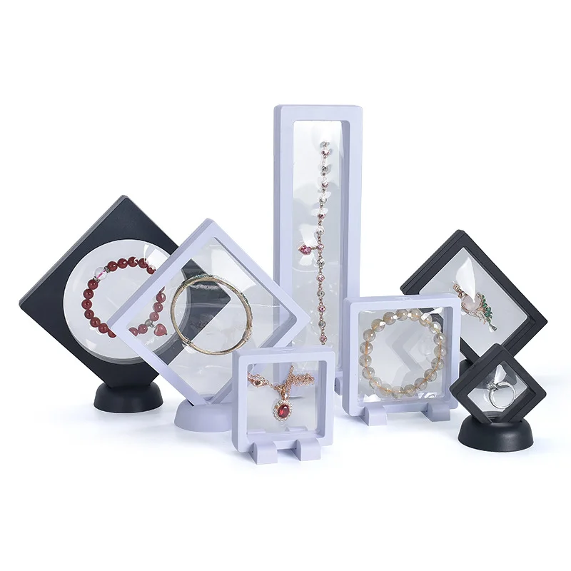 Luxury White PE Thin Film Suspension Jewelry Display Box Ring Necklace Bracelet Storage Transparent Jewelry Packaging Box