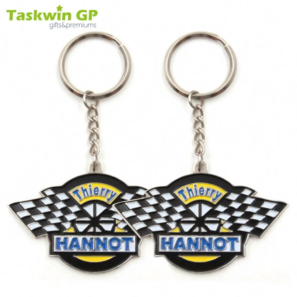 Taskwingifts metal keyring New arrival custom logo Racing flag shape metal key chain keychains