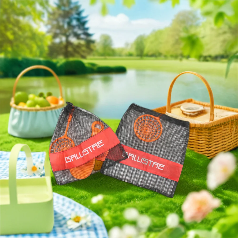 Large Custom Beach Sports Nylon Mesh Bags with Drawstring Black and Red Stitching for Shoes Wholesale Comes with Custom Logo