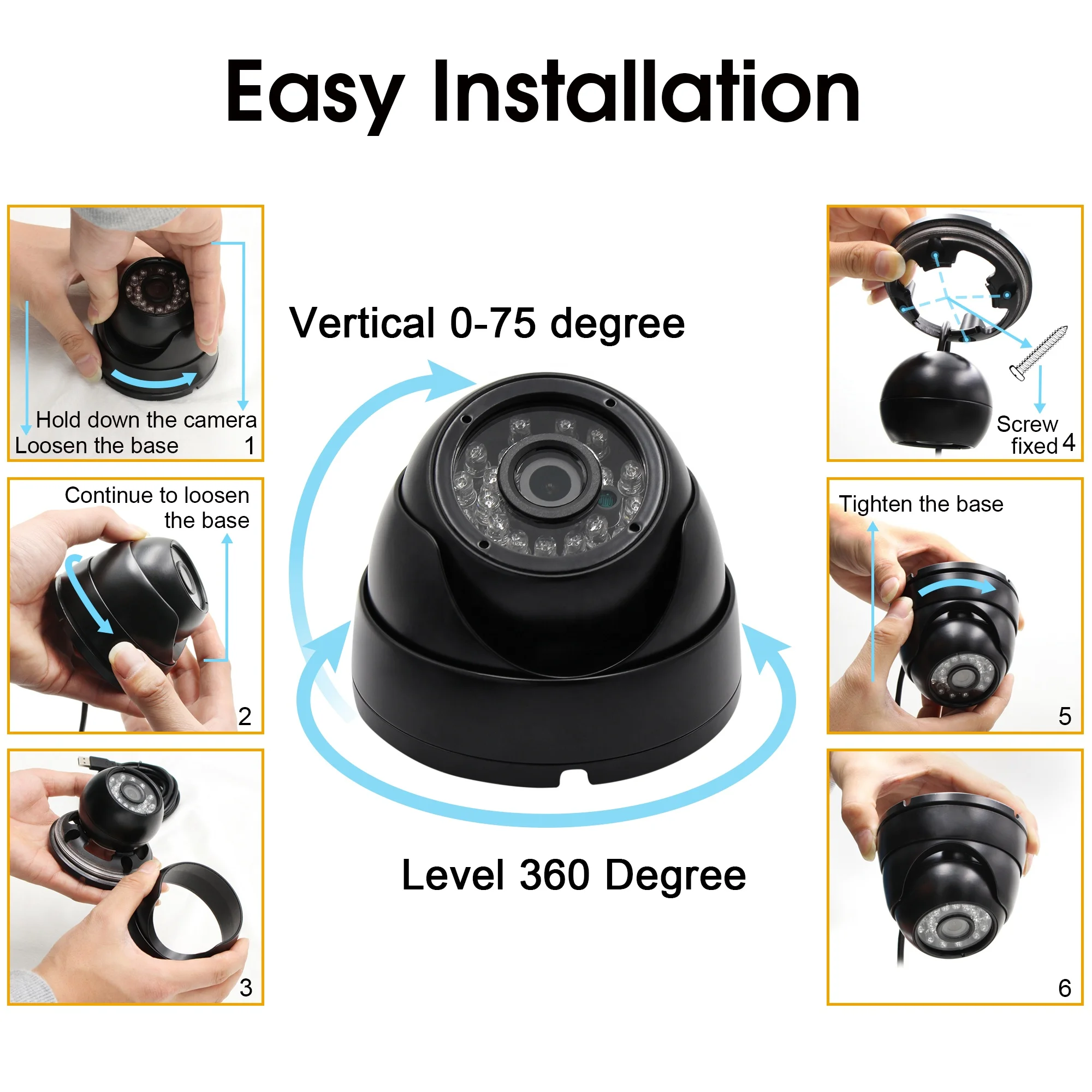  ELP 3.6mm 1080P Dome Camera with IR LED Night Vision HD