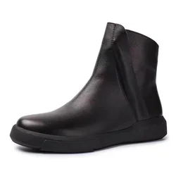 Solid Color Genuine Leather Boots Woman Ladies Fashion Ankle Chelsea Boot