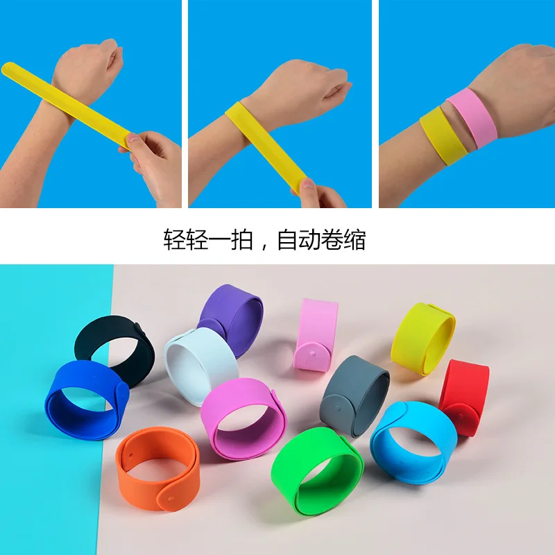 BELLEWORLD OEM Customized logo Cheap Kids Toys Custom Printing Silicone Slap Band Bracelet wristband for gift