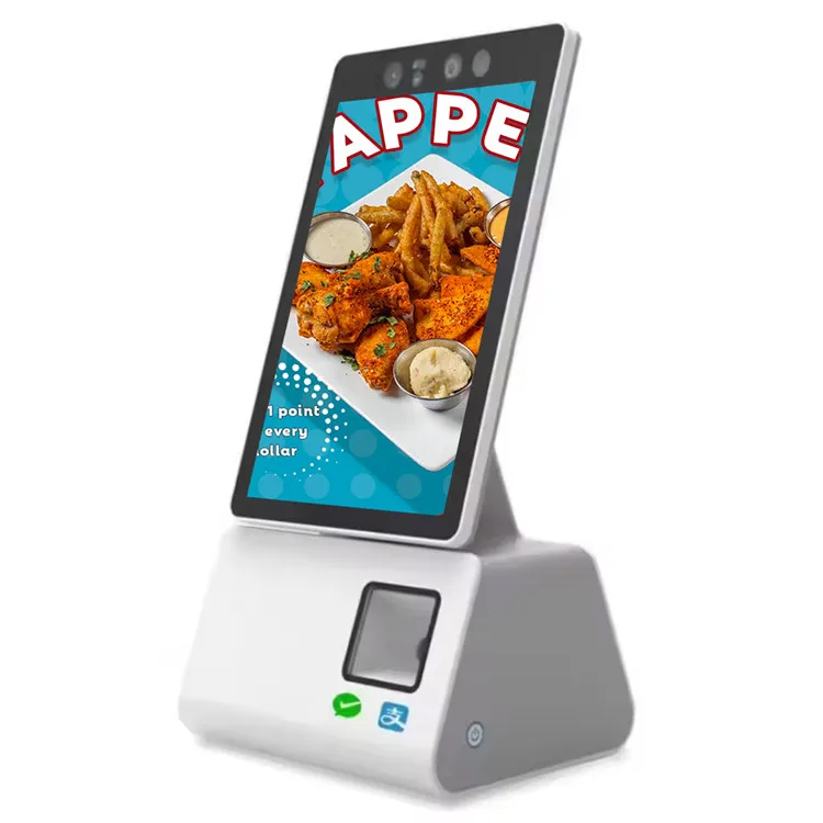 10.1Inch Self Payment Kiosk Hot Desktop All in One Payment dual touch screen pos android pos system with built in 80mm printer