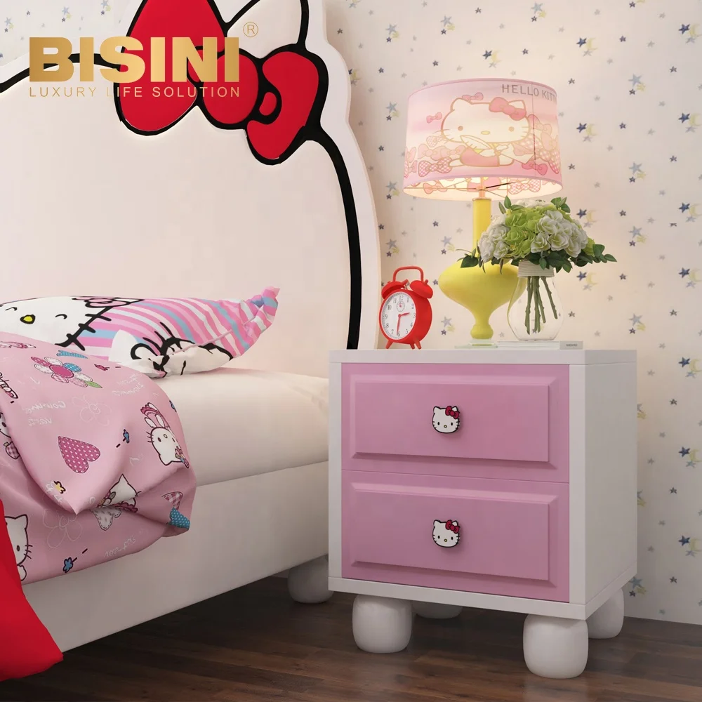 Милая Детская кровать Hello Kitty милая розовая для девочек с ночной подставкой из