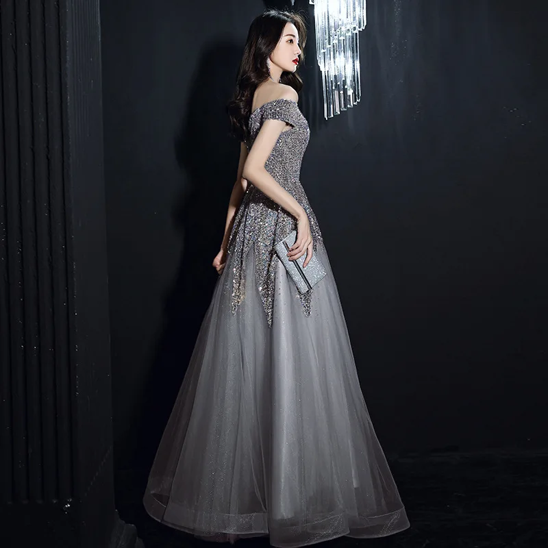 Luxury sequined beading Sleeveless Off-Shoulder Strapless A-Line polyester Short Linen tulle Ball Gown Prom Dresses