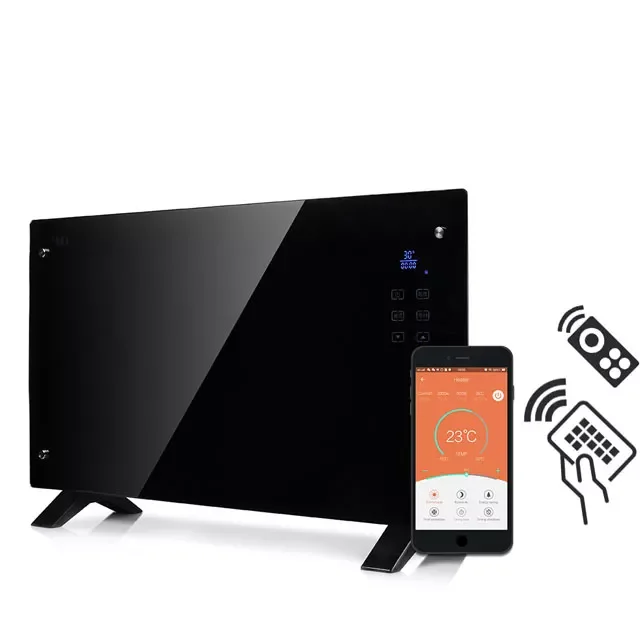 2022 Newly Design Electric Wall Infrared Panel Heater Convector Radiator with WIFI Ce Erp Approved Glass Mounted Aluminum Black