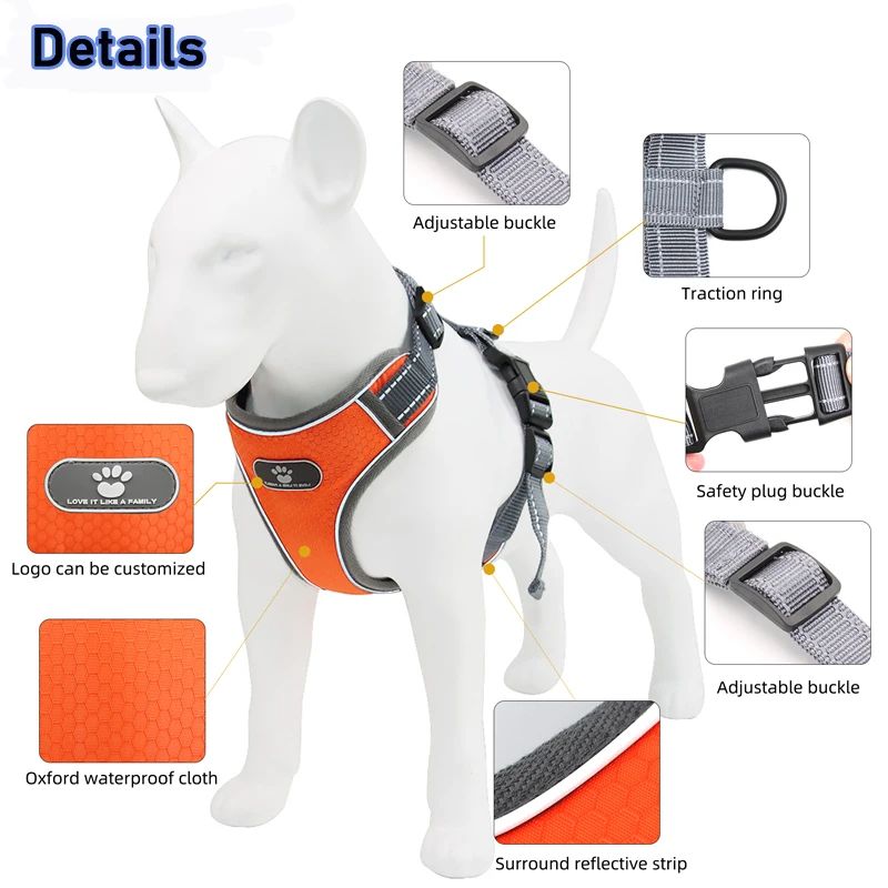 High quality designer dog I shape adjustable pet harness waterproof dog chest straps accesorios para mascotas