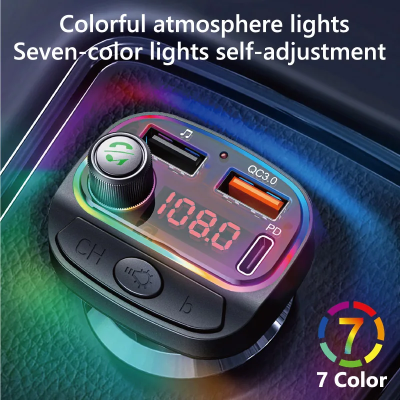 New QC3.0 Type C PD 18W Fast Charging Car Charger FM Transmitter Car MP3 Player Car Kit