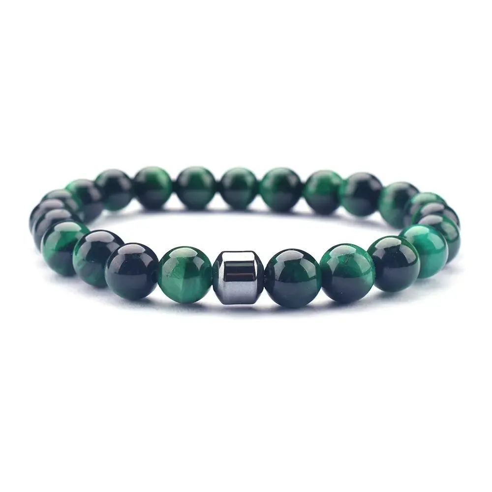 hot selling Wholesale Healing Stone Beads Bracelet Natural Gemstone Picasso Jasper and Magnetic Hematite Jade Bracelet Custom