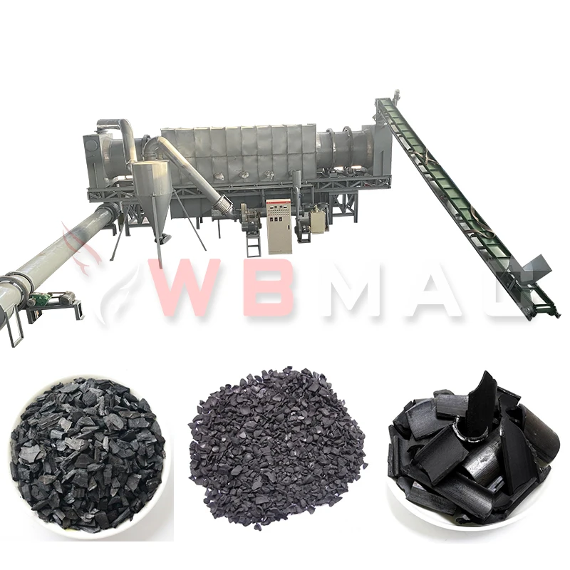 Small Horizontal Wood Airflow Carbonization Furnace Continuous environmental protection charring furnace