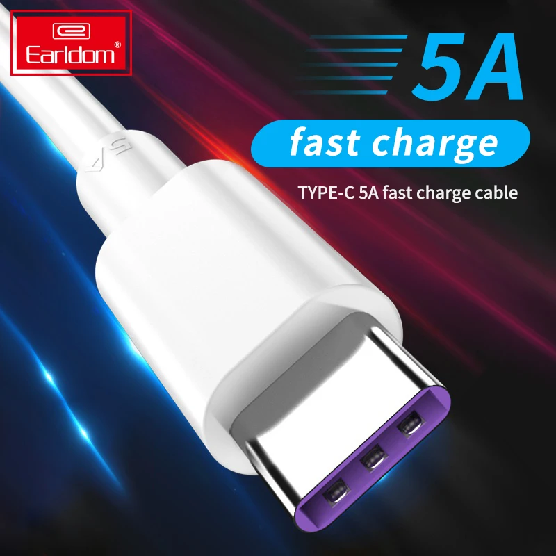 Кабель для быстрой зарядки Earldom 5A кабель синхронизации 1 м USB 3 0 Type-c Зарядные кабели мобильных телефонов Android типа