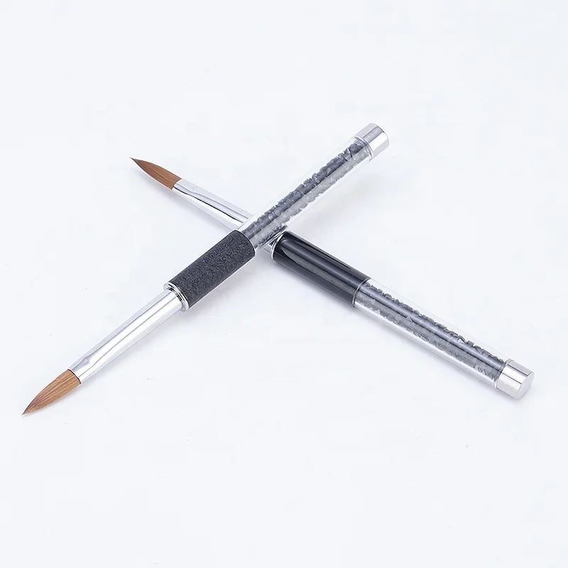 Professional Acrylic Black Pearl Rhinestone Handle Kolinsky Nail Art Brush