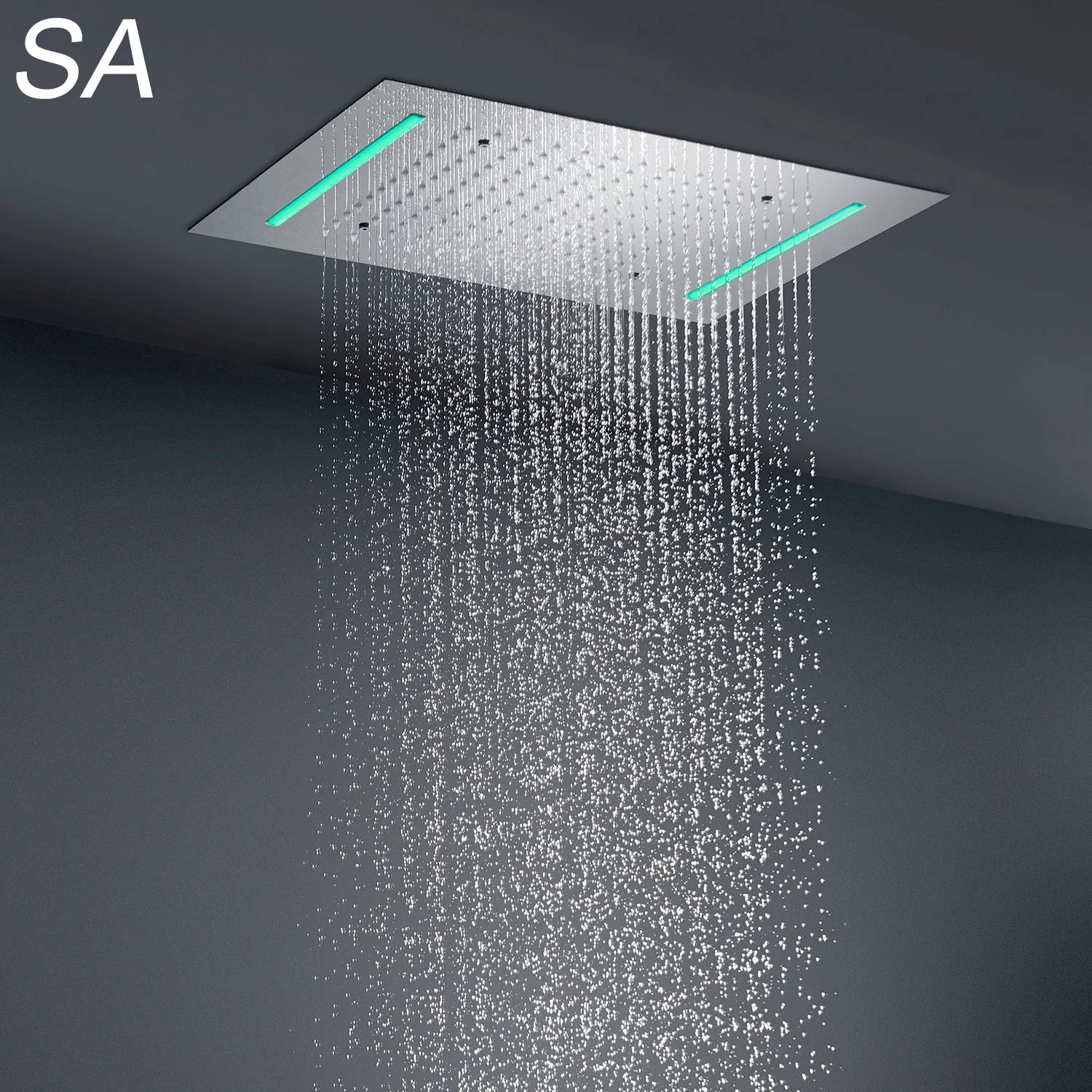 2022 Guangzhou Salina Hot Sell 3 Functions Large 16 inch Bathroom LED Lighting Ceiling Embedded Rainfall Sprayer Shower Heads