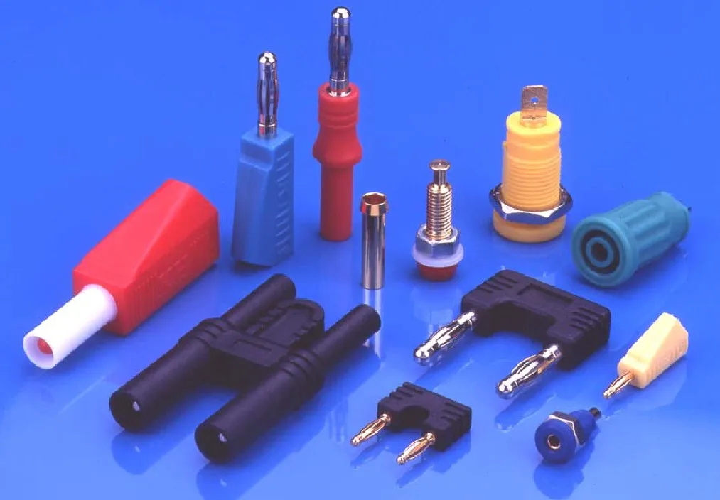 high voltage custom gold mini 1mm 2mm 3mm 4mm male female safety stackable insulated shrouded banana jack plug connector