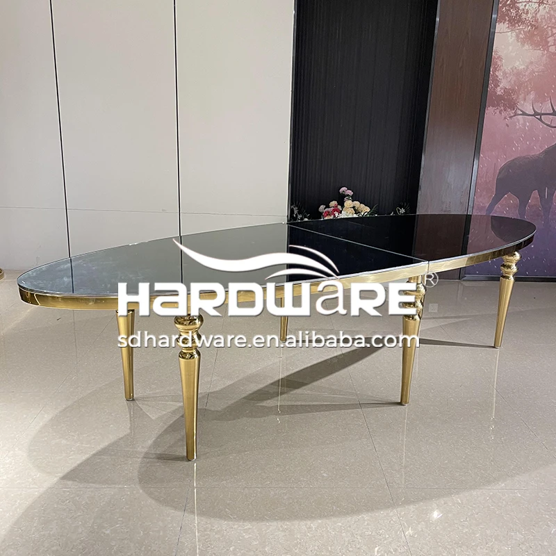 Wholesale Dubai Gold Stainless Steel Legs Mdf Wedding Dining Table For Wedding