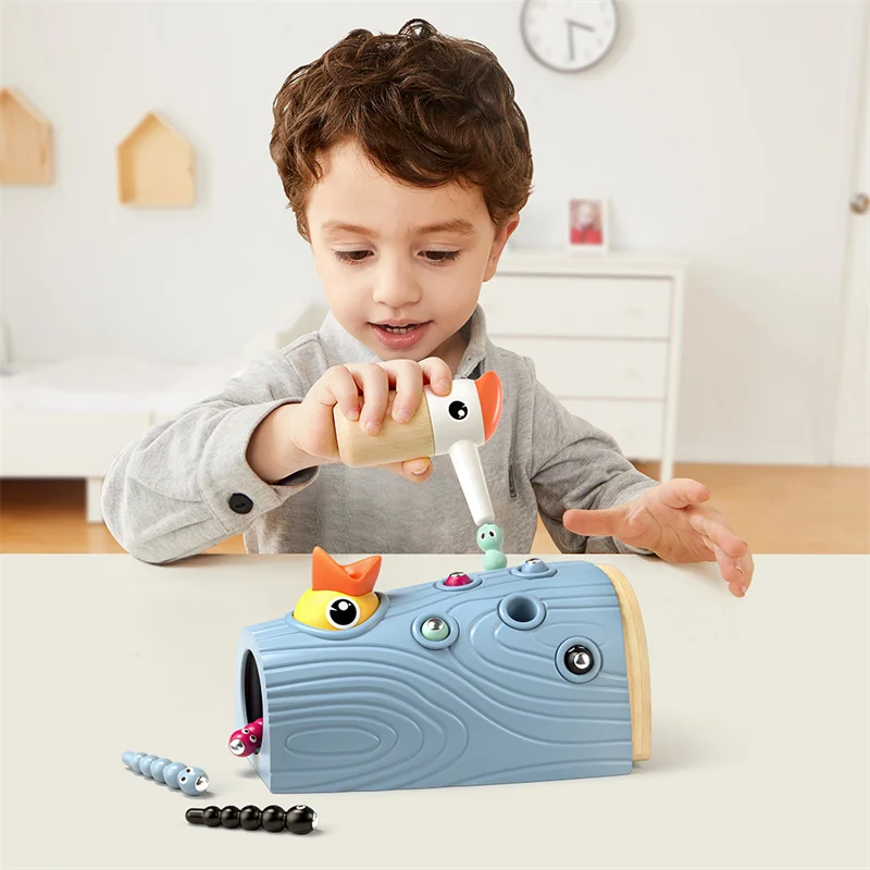 kids plastic woodpecker worm toy magnetic bird feeding game children early educational toy baby toy