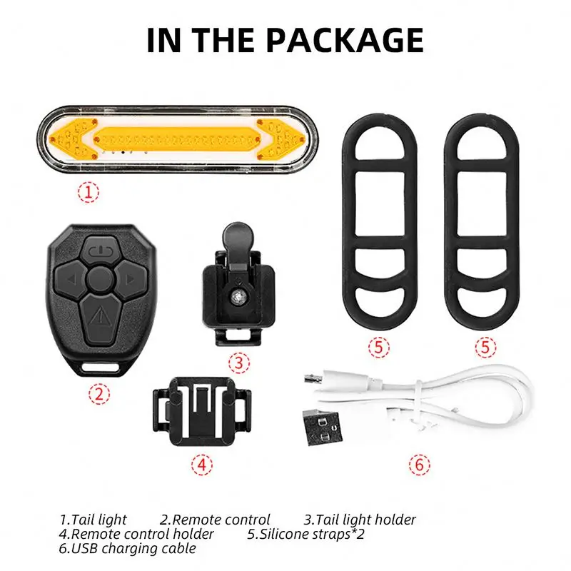 HLM Wireless USB Bike Light Smart Bicycle Rear Light with Remote Indicator light