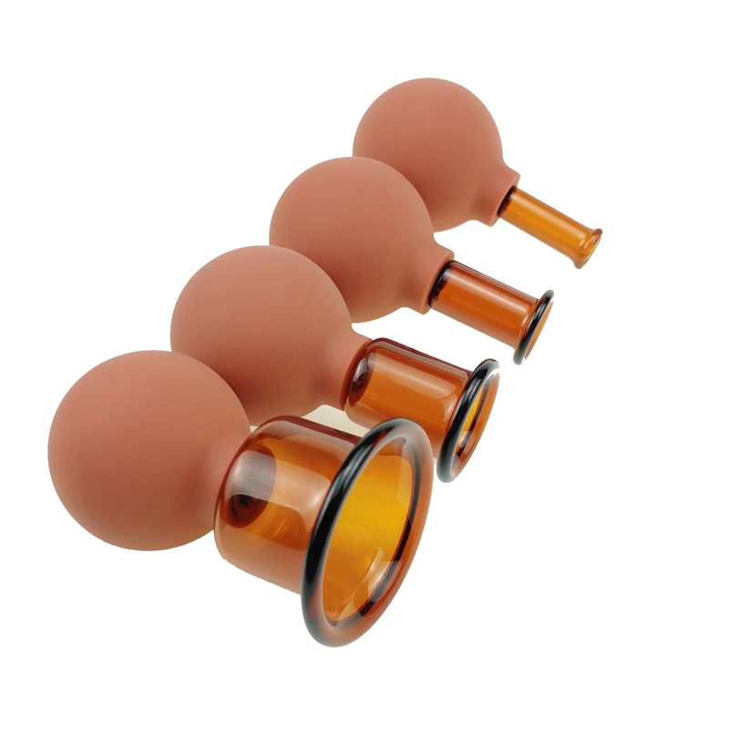 Anti cellulite vacuum Body Facial Massage Suction Glass Cupping set of 4 - facial rejuva cup