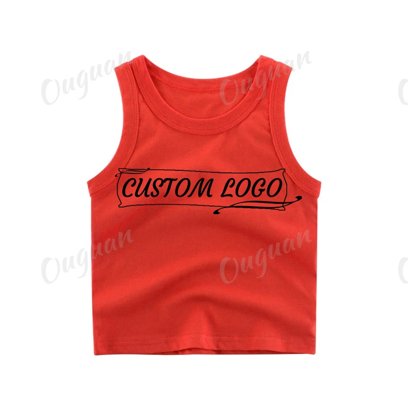 Summer Tank Top for Boys Girls Letters Print Children Undershirt Cotton Kids Singlets Sleeveless Tops