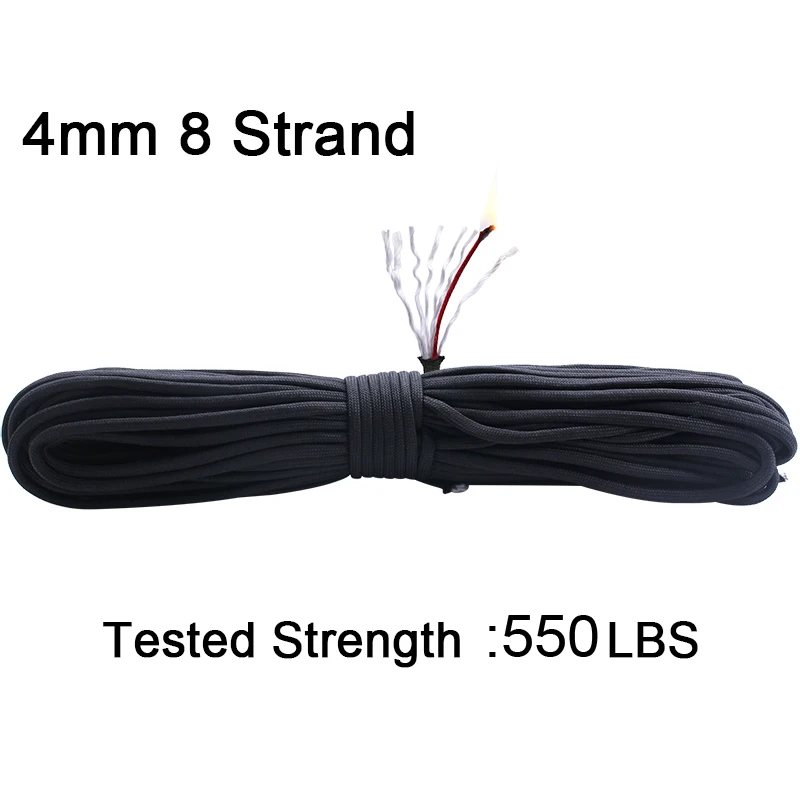 100ft Bushcraft 550 Parachute Rope Survival Red Tinder Fire Cord Paracord