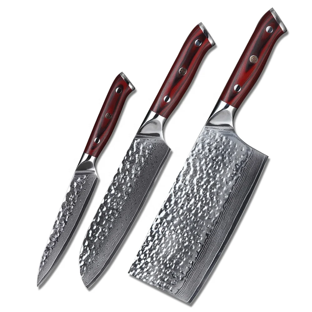 
3pcs chopper knife set Damascus steel knife set 