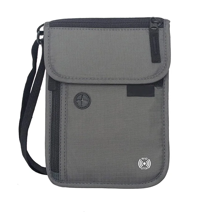 FREE SAMPLE Custom Waterproof Flat Secure RFID Blocking Hidden Travel Neck Wallet Stash Pouch