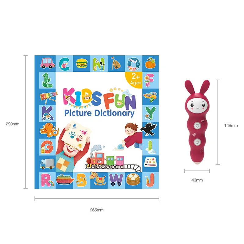 Comprehensive English Learning Set Kids Picture Dictionary and Talking Pen Interactive Audio Books Vocabulary Building