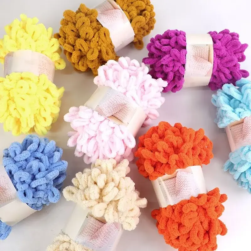 Thick Core Polyester Chenille Yarn Soft Large Hand Braided DIY Blanket Carpet Pillow Clothes-100g Weight