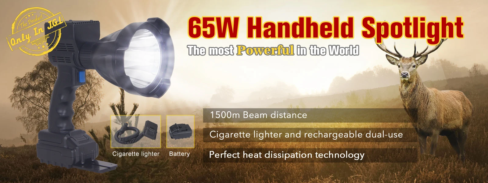 high brightness rechargeable handheld spotlight pistol style