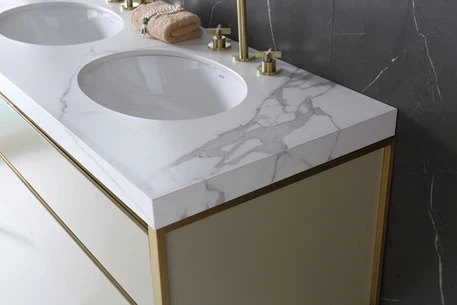 New Design Golden Metal Floor Standing Bathroom Mirror Vanity Storage Cabinet With Single Sink