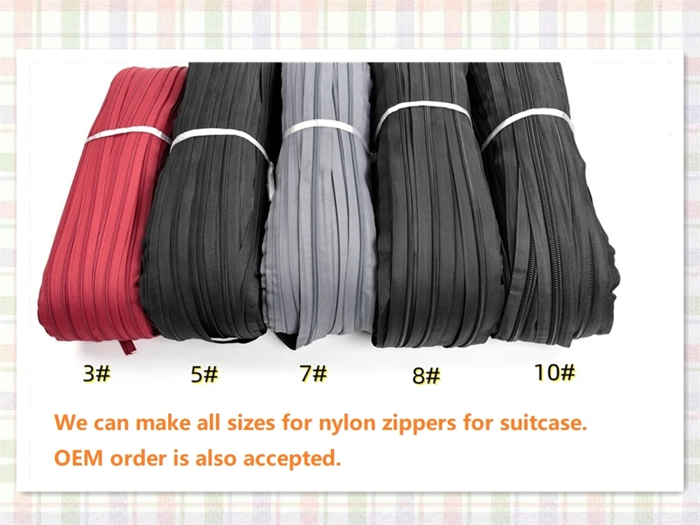 Fermeture Eclaire Nylon Cfc Zipper Rolls Size 5 For Suitcase Trolley Bag Nylon Coil Zipper Tape Nylon Zipper Long Chain A Grade