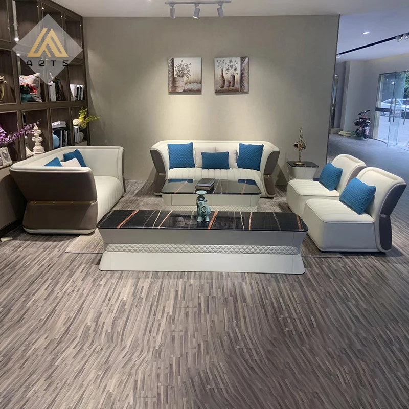 Italian  modern luxury design  sofa  villa  living room furniture slim waist new model  1 2 3 seat micro fiber leather sofa set
