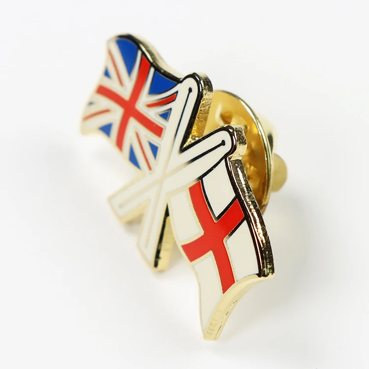 Customized Clothes Button Holder Blank Metal Badge Maker Europe America National Flag Hard Enamel Pin