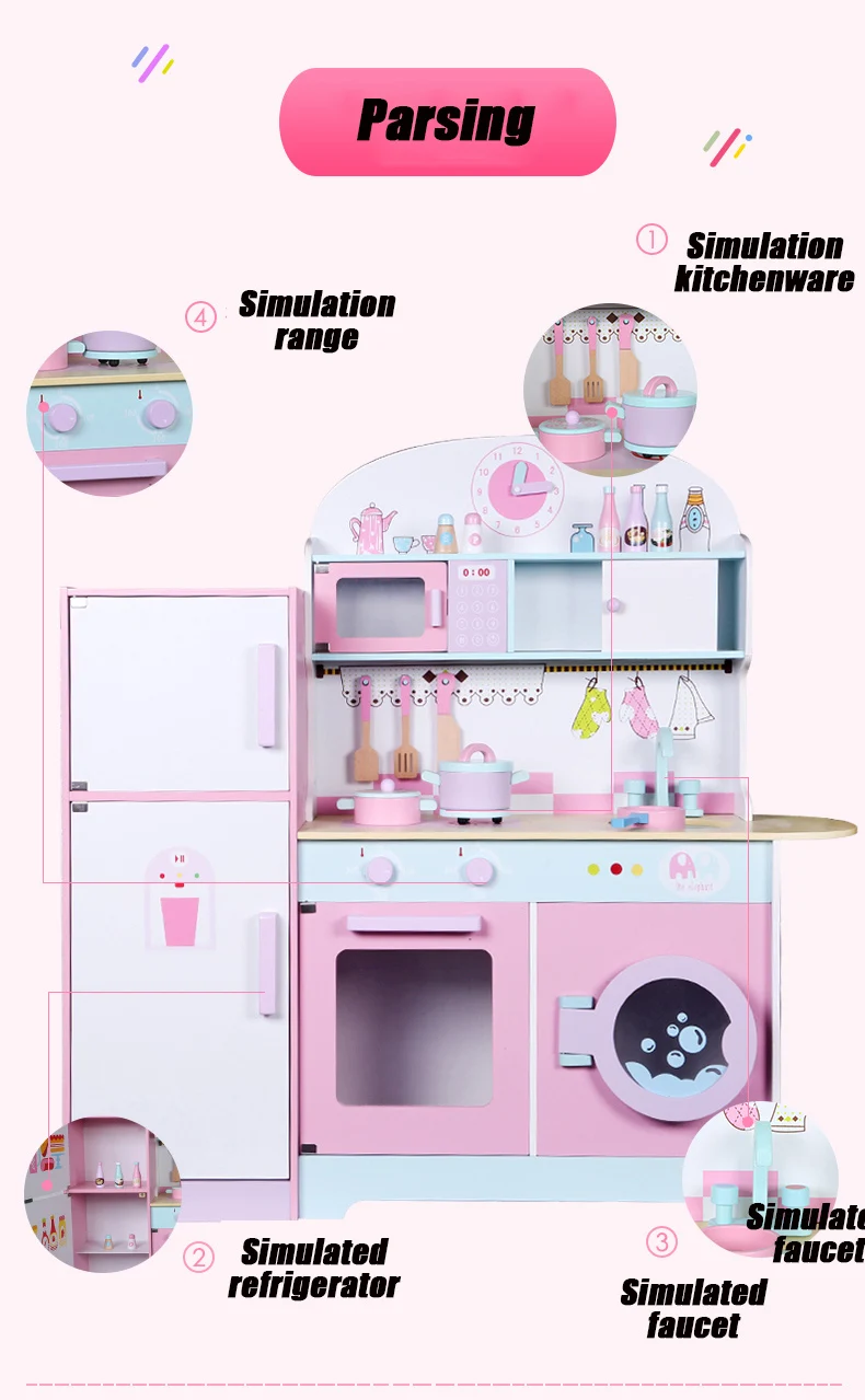 Professional Simulation Wooden Refrigerators Kitchen Toy Other Pretend Play Preschool Kitchen Toys