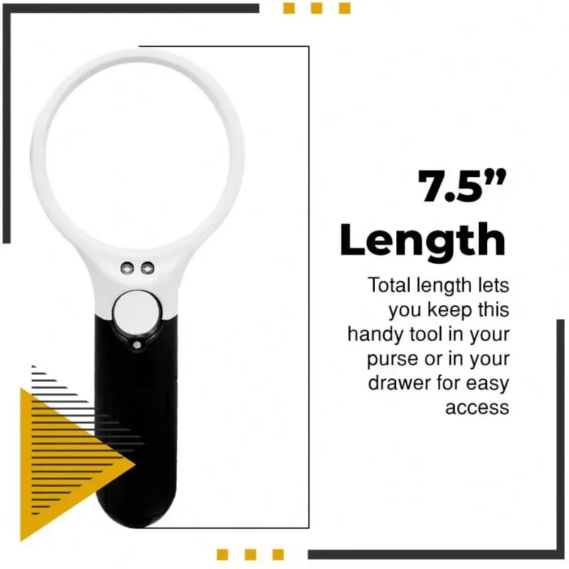 Free Sample ABS Handle 3 LED dia. 75mm  3X 15X 45X  Magnifying Book Reading Jewelry Magnifier Magnifying Glass Led Light