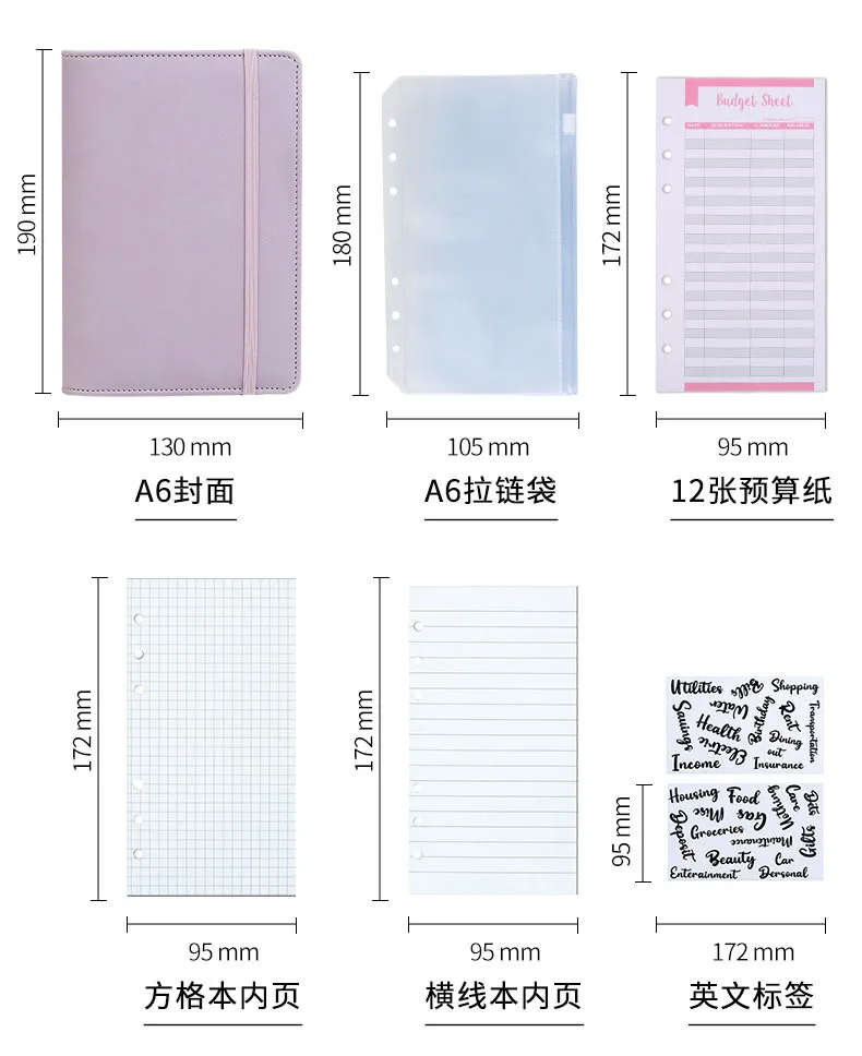 Custom A6 cash savings challenge budget planner binder book with zipless cash stuffing envelopes wallet system for budgeting