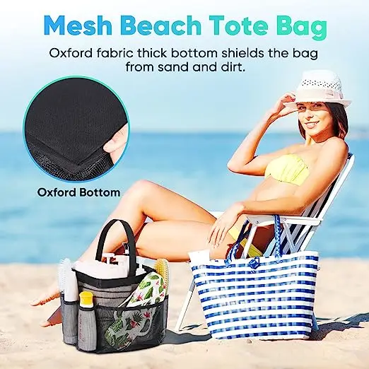 Bsci Custom College Dorm Essentials Large Capacity Black Breathable nylon mesh bags Mesh Shower Caddy Tote Bag pp mesh bag
