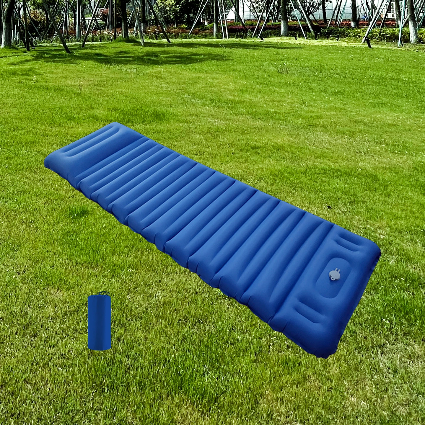 Inflatable Sleeping Pad with Built-in Pump, Comfortable Camping Mattress for Backpacking, Car Traveling and Hiking, Compact