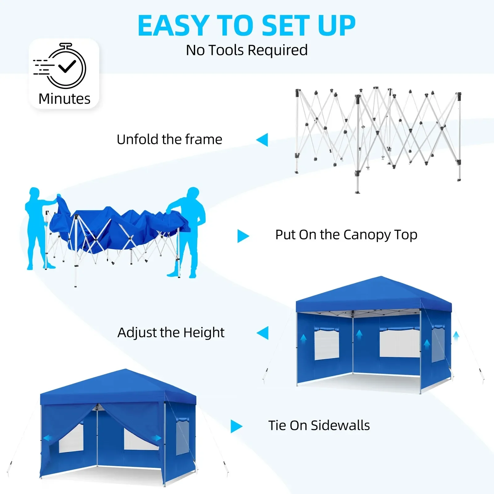 Factory direct sale 3x3  folding outdoor waterproof PVC pop-up sunshade tent with side window, suitable for various activities