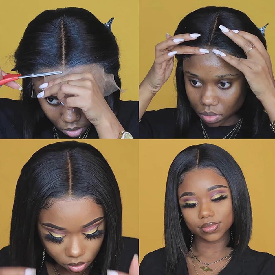 wholesale new design wig 13*4 13*6 straight short colored brazilian hair bob wig bob wigs human hair lace front