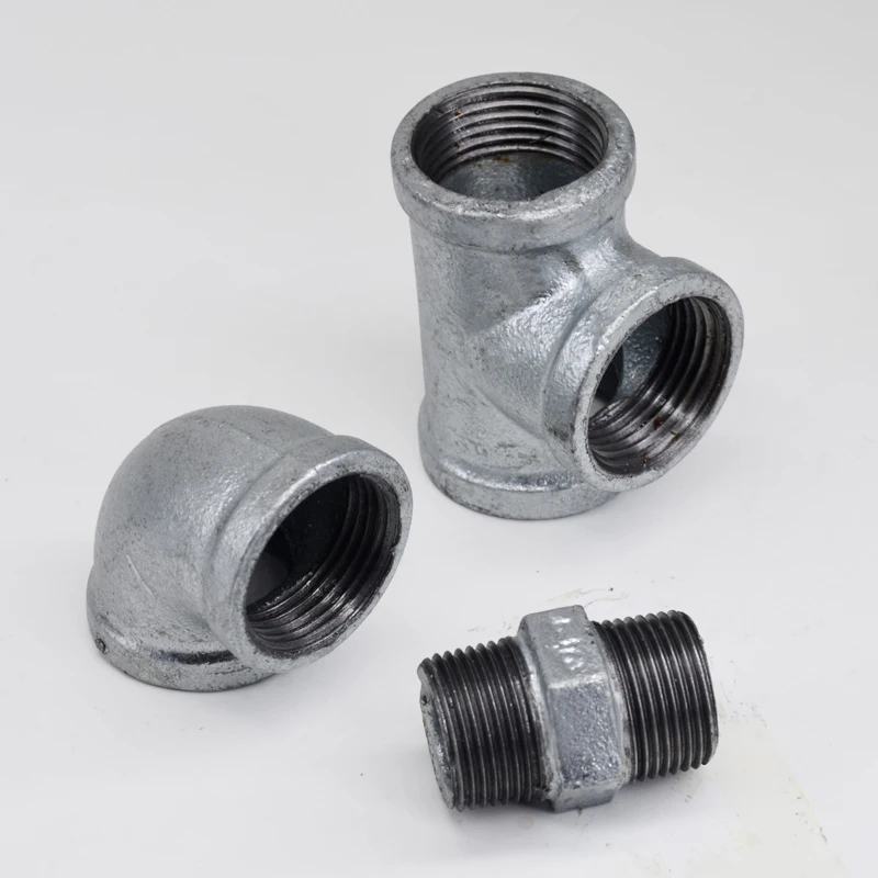 Hot dip galvanized pipe fitting malleable casting iron GI pipe plumbing materials elbow tee socket coupling fittings
