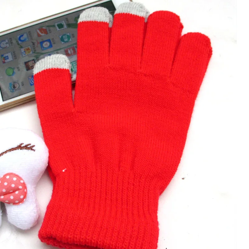 Mix Colors Size Winter Gloves Tablet Acrylic Knitted Gloves Smartphone Touch Screen Gloves Acrylic