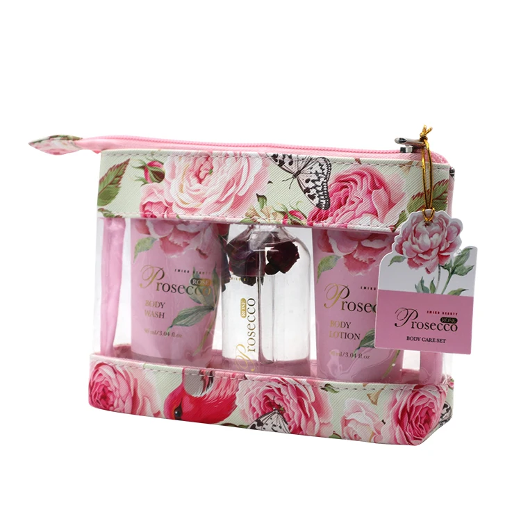 Дорожная косметичка Oem розовая настоящая Роза для спа-ванны, масляной ванны, подарочный набор для тела