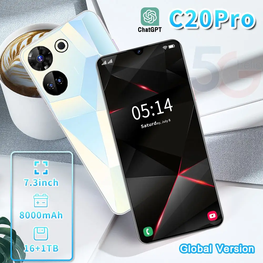 2024 Original Android C20 Pro SmartPhone 16+1TB Mobile Phone Cell Gaming Phone 5G smartphone 3G&4G smartphone