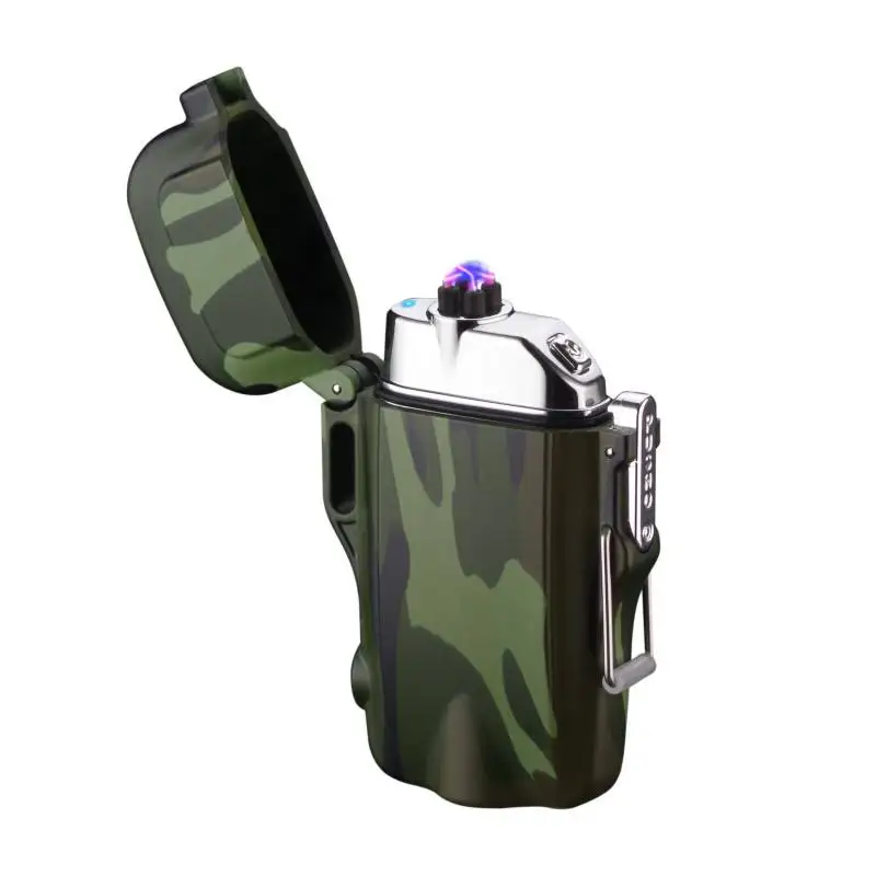 Waterproof electric lighter Arc Outdoor Camping Arc Pulse Plasma Cigarette Smoking Lighter USB Rechargeable Lighter