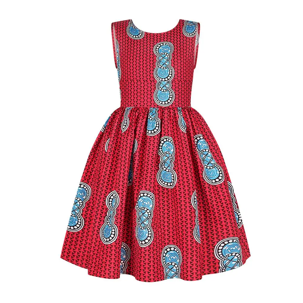 Fashion Summer Dress 7-12 Years Children Big Kids Girl African Style Totem Printing Sleeveless Lovely Skirt