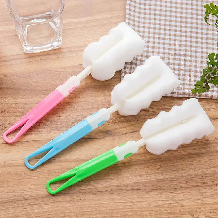 Household Bottle Cleaning Brush Long Handle Cups Cleaning Sponge Brush