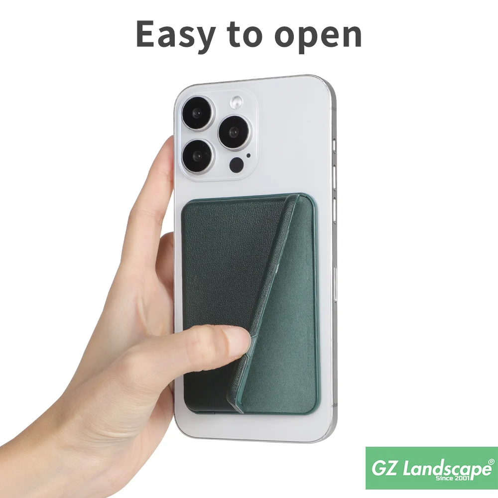 Hidden leather magnetic cell phone wallet mobile phone card holder with stand