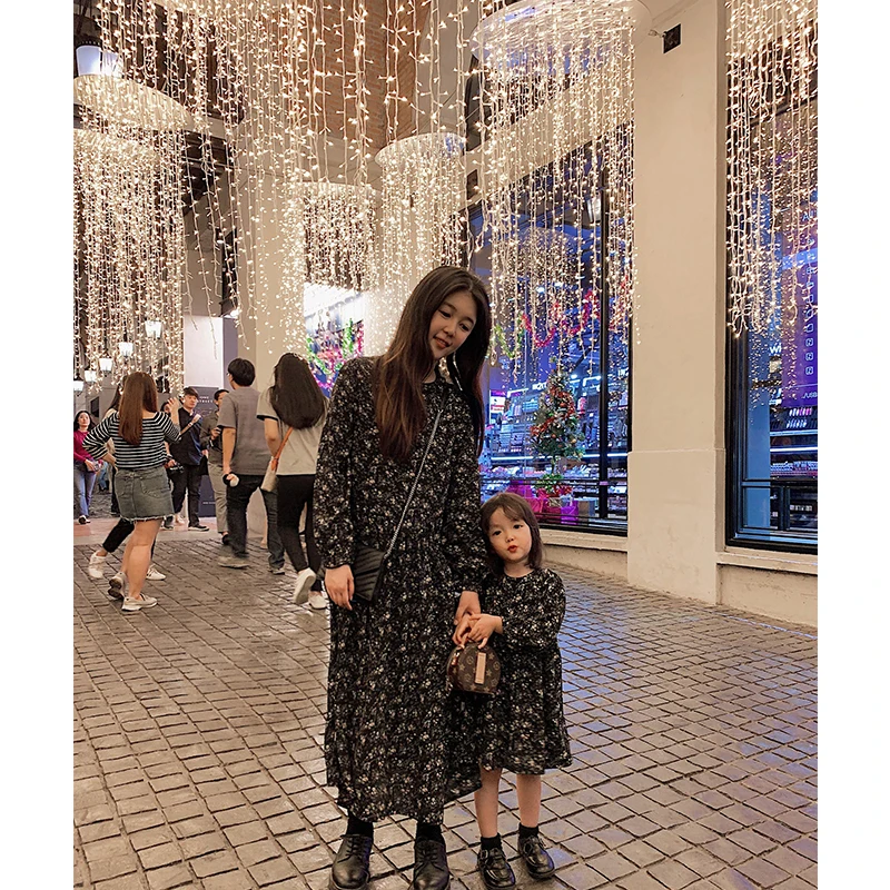 
C1064/Family boutique clothing mother and daughter classic floral dress fashion casual girls dress 