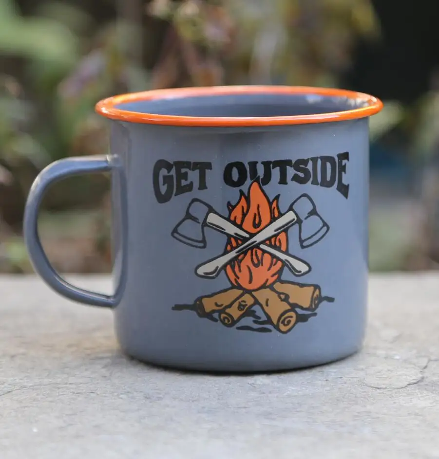 4 color enamel camping mug